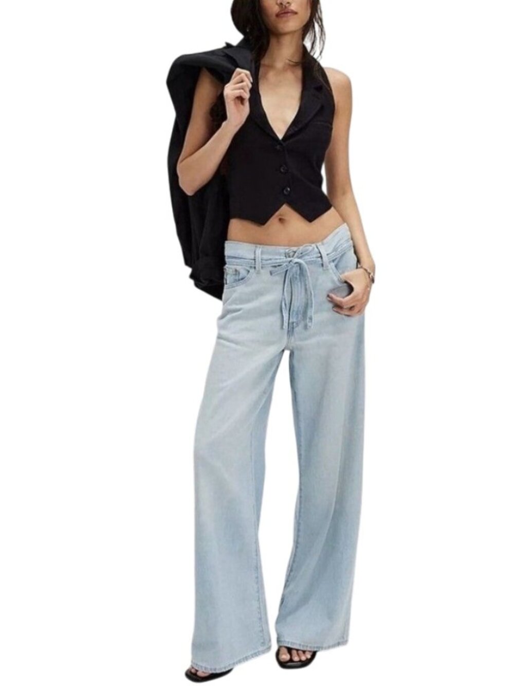 Levi's XL Straight  Jeans 28 Wide Leg Linen Cotton Light Distressed 32x31